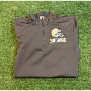 Cleveland Browns jacket mens large black silver nike 1/4 zip storm fit lighweigh